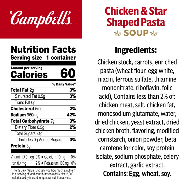 Campbell’s Sipping Soup, Chicken Soup With Star-Shaped Pasta, 10.75 oz