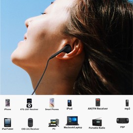 JIAYJP Single-Ear Earphones, 0.1 inch (3.5 mm) Jack Monaural, Inner Type, With Microphone, For Both Left and Right Ears, Wired Earphones, Remote Control, Wired Earphones, Straight Head