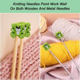 Yzzyemn 10pcs Knitting Needle Stoppers Point Protectors Knitting Accessories and Supplies Knitting Tools Knitting Starter kit Beginner for Knitting Gifts (Bear, Size 10-15)