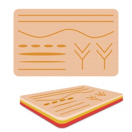 Otica 3-Layer Suture Pad for Medical and Veterinary Students, Featuring 14 pre-Cut Wounds and Realistic Silicone Skin. Pads for Practicing suturing and Surgical Closure. 4x7 inches. Pack of 2