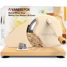 vanerepok Manual Bread Slicer for Homemade Sourdough Bread Versatile Hand Crank Bread Slicer for Sourdough Crusty Bread Etc Stainless Steel Slicers Adjustable Width for Homemade & Commercial Use