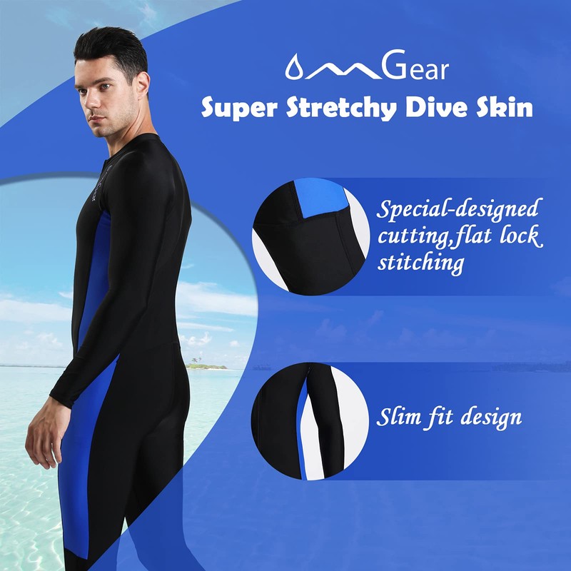 OMGear Thin Wetsuits for Men Dive Skins Full Swimwear Spandex