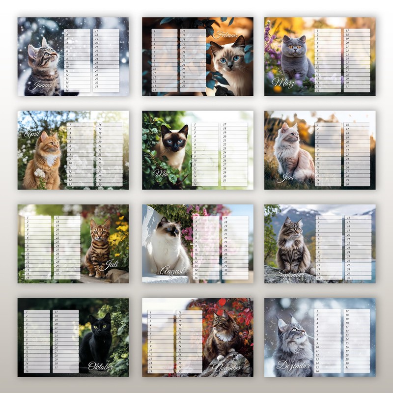 Birthday Calendar Undated Birthday Planner Wall Calendar A5 Perpetual Year-Independent