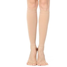 [MACITEET] 着圧ソックス ふくらはぎ サポーター 強圧 27-39hPa 段階着圧 履き心地 耐久速乾 弾性 ストッキング 膝下 レッグウォーマー 立ち仕事 足の疲れ 運動時/寝る時 ショート メンズ レディース ブラック ベージュ（1足組）