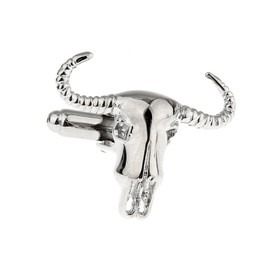 MRCUFF Bull Longhorn Steer Skull Pair Cufflinks in a Presentation Gift Box & Polishing Cloth