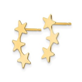 14K Yellow Gold Polished Three Star Post Earrings