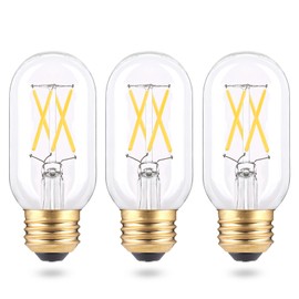 T45 Tubular Edison Bulbs Dimmable, E26 Led Bulb 40 Watt Equivalent, 4W T14 Led Chandelier Light Bulbs, 4000K Natural White Tube Light Bulbs for Chandeliers, Ceiling Fan, Pendant, 3 Pack