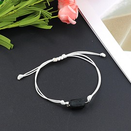 LUOKIFUR Mens Black Tourmaline Bracelet Gift for Boyfriend Coworker Dad Husband, Zinc