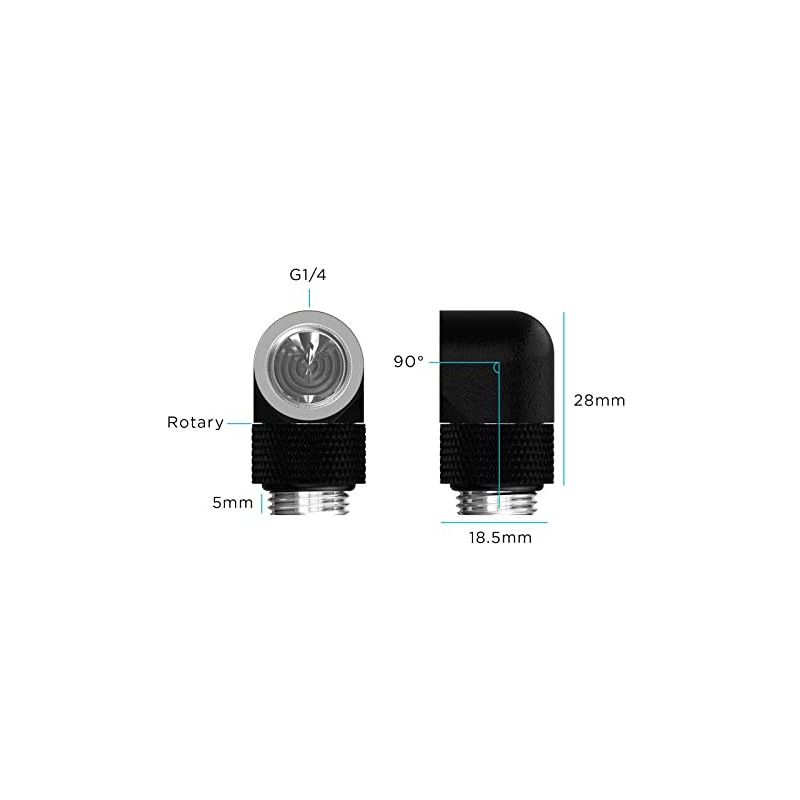 PrimoChill Male to Female G 1/4in. 90 Degree SX Rotary