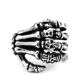 Fashion Jewelry Stainless Steel Rings, Biker Punk Skull Hand Ring for Men (12)