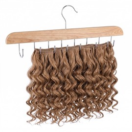 Hair Extension Holder for Hair Storing, Washing, Drying, Coloring, Styling, Foldable Hair Extension Hanger, Braiding Hair Rack, Rotating Multi-Purpose Hooks Hanger (1Pack Natural Color)