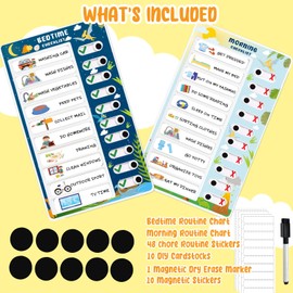 Chore Chart for Kids Interactive Morning Bedtime Routine Chart for Kids Visual Schedule for Kids Toddlers Behavior Chart for Kids at Home ADHD Tools for Kids