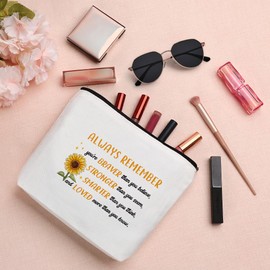 QONCV Inspirational Gifts for Women, Motivational Encouragement Sunflower Cosmetic Bags Emotional Support Cheer Up Positive Sobriety Thinking of You Get Well Gifts Makeup Bag for Woman Friends Ideas