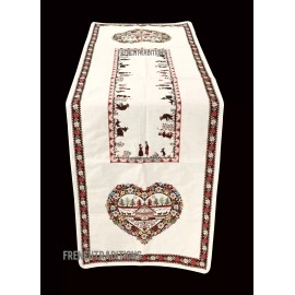 Tissus Toselli French Jacquard Woven Table Runner Edelweiss Country Alps  Made In France