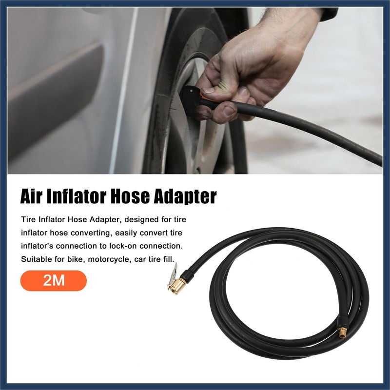 INFINAUTO 2m Car Tire Inflator Extension Hose Chuck Adapter Connect