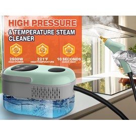 Steam Cleaner, 10s Heat-Up, 6-Level Adjustable, 1.69qt. Tank, 2500W Natural Portable Handheld Steamer for Cleaning with Touch Screen for Home, Car, Tile, Grout, Windows, Bathrooms, Kitchens and Fabric