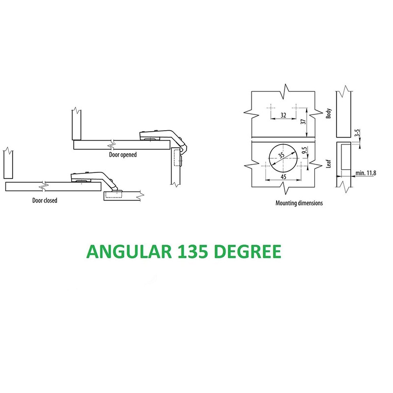 GTV 35mm Angular Standard 135 Degree Classic Zinc Plated Hinge