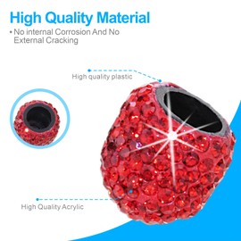 HZJD Tire Valve Stem Caps, Handmade Crystal Rhinestone, Red(4 Pack)