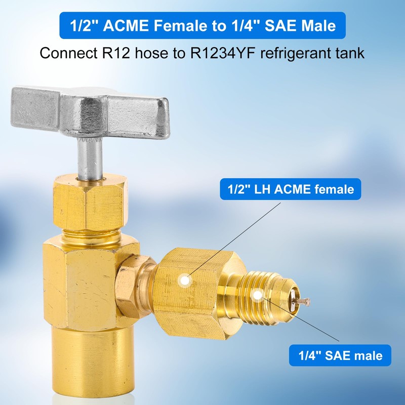 Tigbear R1234YF Refrigerant Tank Adapter, R1234YF Vacuum Pump Adapter Fitting,