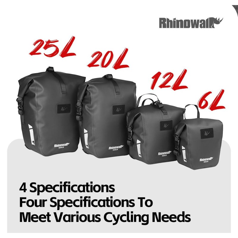 Rhinowalk Waterproof Bicycle Pannier Rack Bag TPU Coating Quick Release