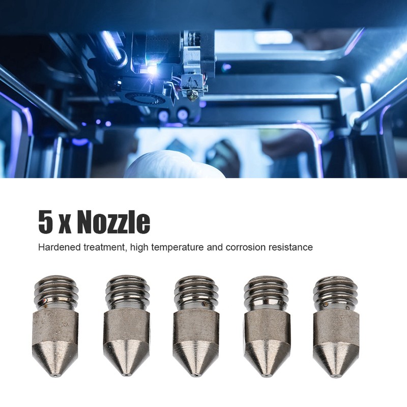 5Pcs 3D Printer Nozzle Set for MK8 1.75mm Consumables 0.2‑1.0mm