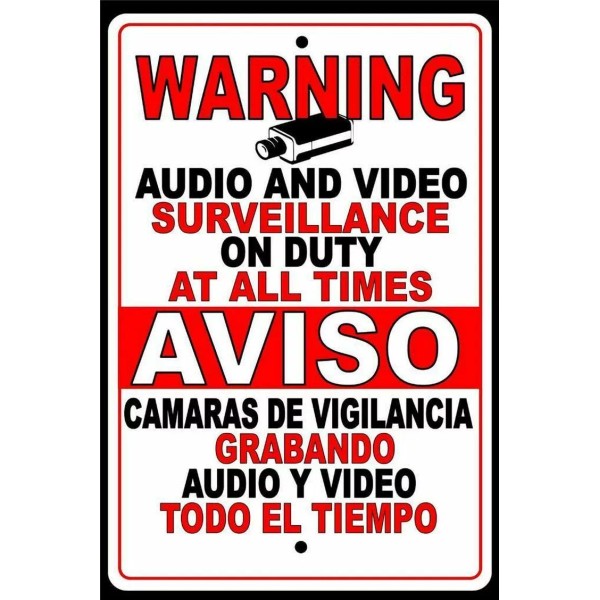 Custom Signs Spanish English Warning Protected By Video Surveillance Sign
