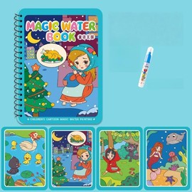 Quorlentis Magic Coloring Books for Kids, with Vehicles, Sea Life, Holiday Themes, Reusable Water Painting Activity Books (Fairy Tale)