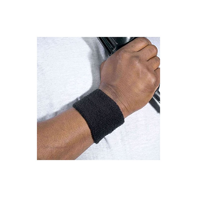 Ergodyne unisex adult Wrist Terry Cloth Sweatband, Black, Pair US