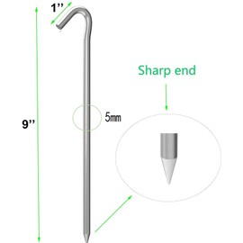 OK5STAR 9 inch Galvanized Tent Stakes Metal Tent Pegs, Steel Yard Stakes Tarp Hooks Ground Garden Stakes Tent Spikes, 100 Pack