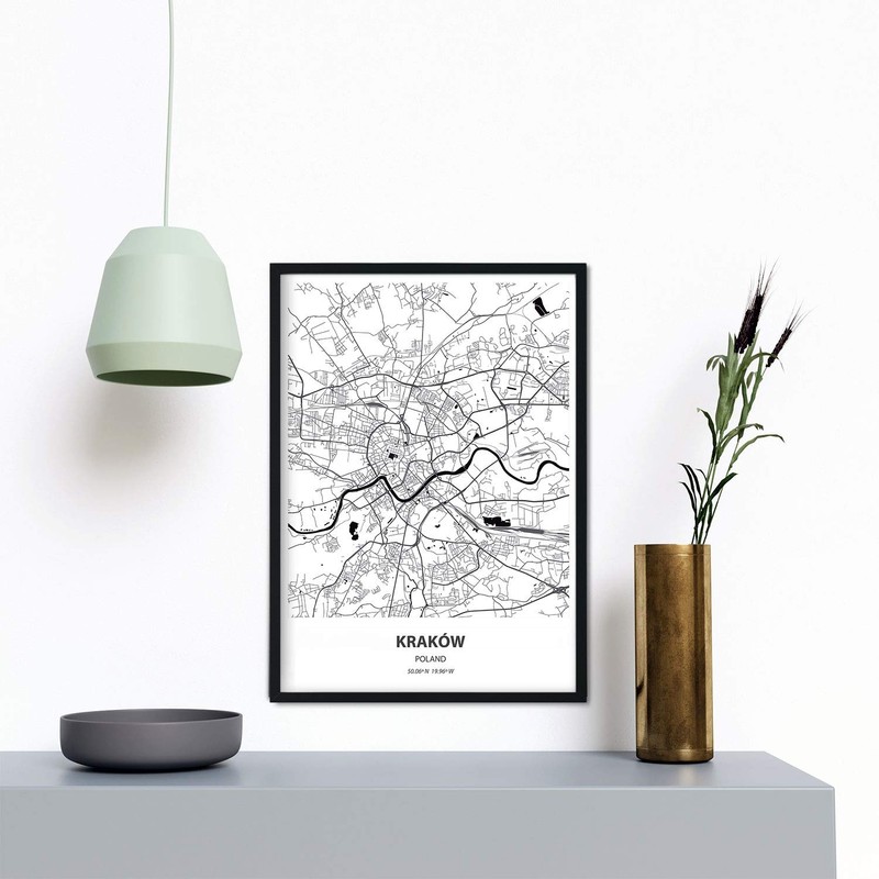 Nacnic Poster with map of Krakow - Poland. Sheets cities