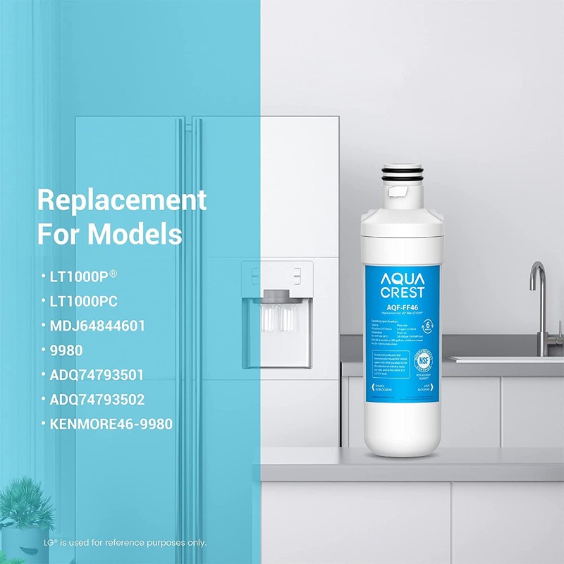 AQUA CREST LT1000PC ADQ747935 Refrigerator Water Filter and Air Filter,