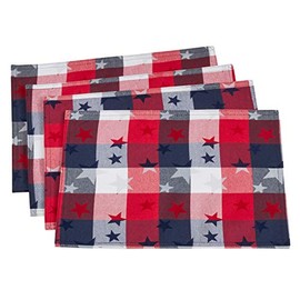 Checkered Placemats With Stars Design (Set of 4)