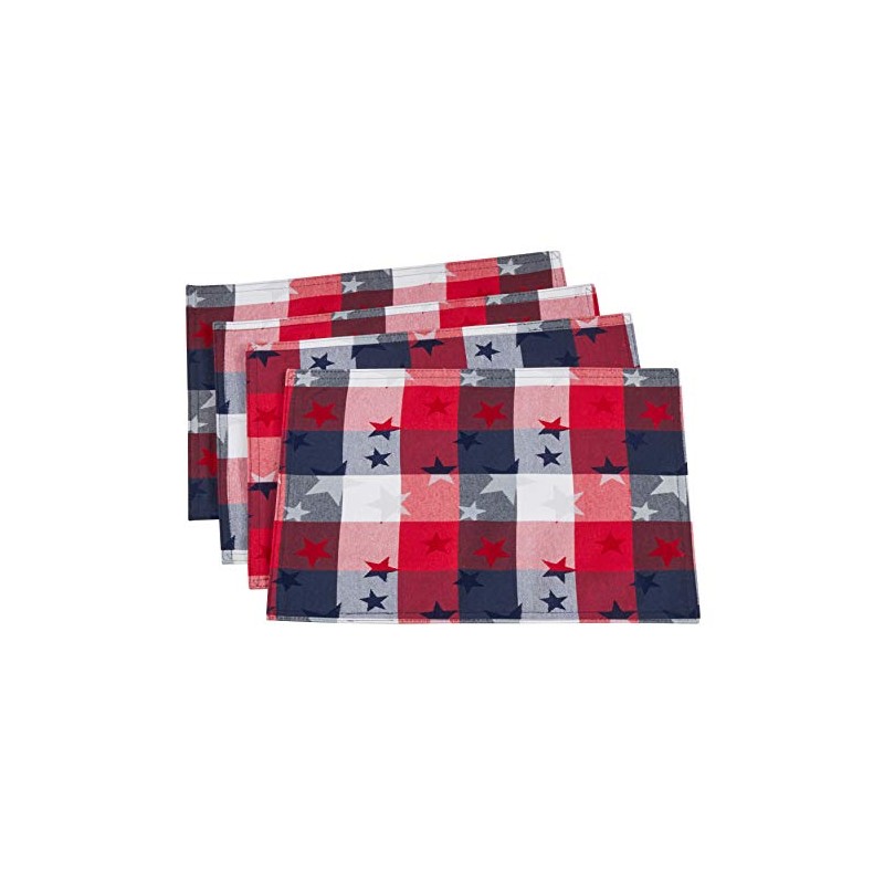 Checkered Placemats With Stars Design (Set of 4)