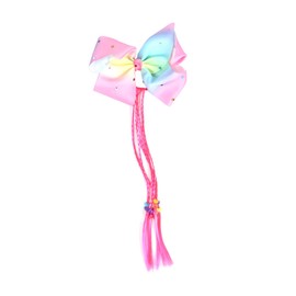 Baluue Chic Bowknot Hair Ring Boys and Girls Fake Braid Headdress Rainbow Hair Tie for Boys and Girls Parties and Daily Styling