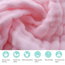 BWinka Super Soft 6 Layers Muslin Cotton Newborn Baby/Kids Bath Towels White Also for Baby Blanket(105x105cm) (Pink)