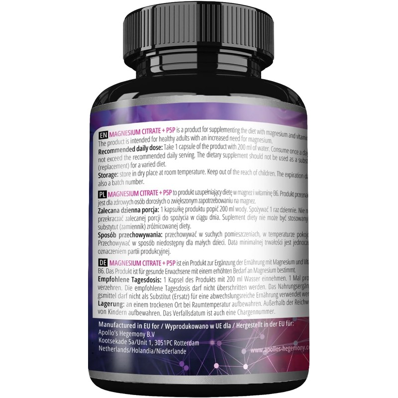 Magnesium Citrate 120 mg + Vitamin B6 (P-5-P) 5 mg,