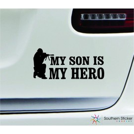 Military My Son is My Hero 7x3 Black Army Marine Veteran Soldier Love Family America United States Color Sticker State Decal Vinyl - Made and Shipped in USA