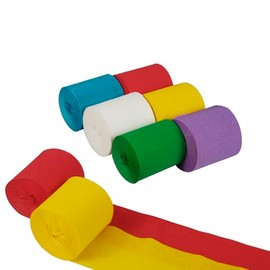 Papstar 10056 6 Crepe Ribbons Assorted Colours Waterproof 10 m x 5 cm