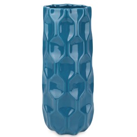 Bdor Ceramic Vase, 11in Flower Vase, Blue Honeycomb Vase for Room Decor, Modern Farmhouse Home DéCor Accents, Living Room Decor, Book Shelf, Mantel and Minimalism Dining Coffee Table Decor.