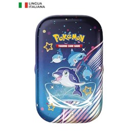 Collectable Mini Tin (Finizen) of the Scarlet and Violetto Expansion - Fate di Paldea del GCC Pokémon (2 Expansion Packs, 1 Sheet of Sticker and 1 Card with Illustration) in Italian