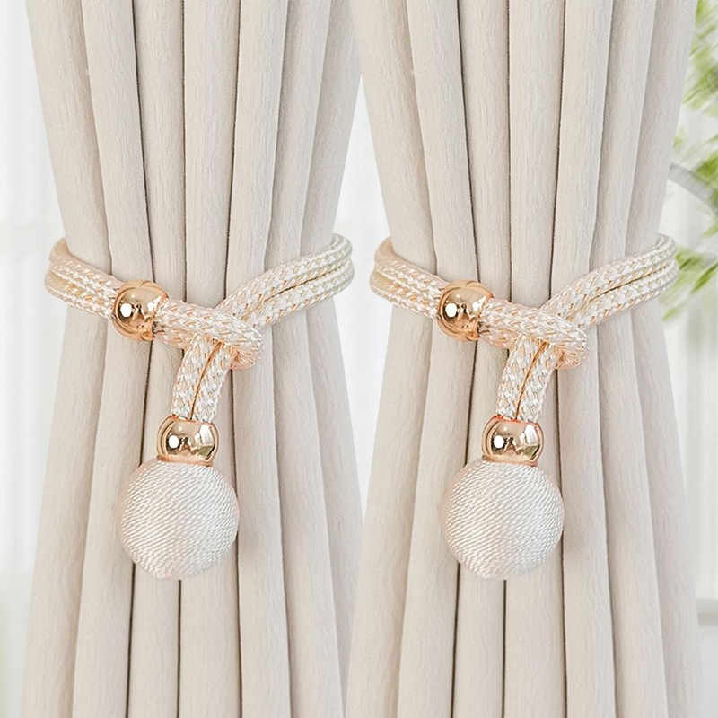 SanKristo Curtain Tiebacks 4 pcs, No Punching Adjustable Length with