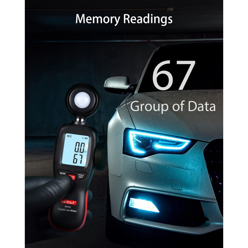 Wintact デジタル照度計 光度計 ルクスメーター 、ルーメン200,000 Lux、周囲温度測定器、屋外 環境 植物 家庭用