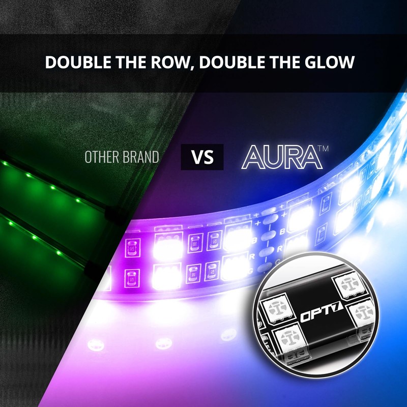 OPT7 Aura DreamColor Interior Light Strips, 4PC Double RGB-IC LED