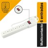 SANELEC 8622 Barra Multicontacto, 6 Entradas, Protección de Sobrecargas, Blanco,