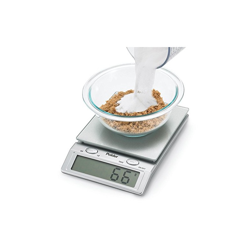Polder Easy-Read Digital Glass Top Scale, 11-Pound (5 kg.) Capacity