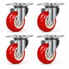 4-Pack Red PVC Swivel Caster Wheels for Furniture & Utility