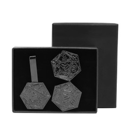 Stylish D&D D20 Cufflinks & Tie Clip Gift Set - Perfect RPG Gamer's Accessory Set, One Size, Metal, No Gemstone