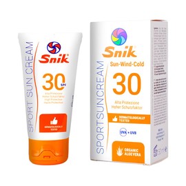 Snik SPORT SUN CREAM | Sonnencreme für das Gesicht für den Berg, Skifahren, Winter- und Sommersport, schützt vor Sonne, Wind und Kälte, LSF 30, hoher UVA- und UVB-Schutz, Bio-Aloe Vera, Tube 50 ml.