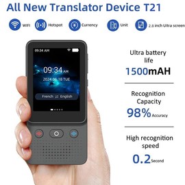 AI Language Translator Device | 138 Languages, Real-Time Voice & Photo Translation | Offline Mode & Touchscreen | Perfect for Travel & Business