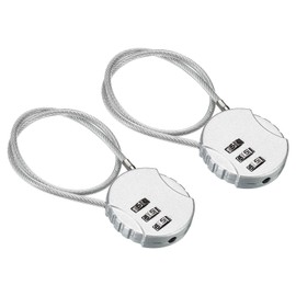 PATIKIL Combination Lock 12 Inch, 2 Pcs 3 Digit Outdoor Waterproof Code Padlock with Wire Rope for Luggage Gym Locker Fence Toolbox Backpack, Silver